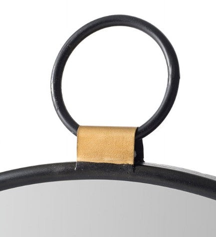 Round Black mirror with Loop Handle