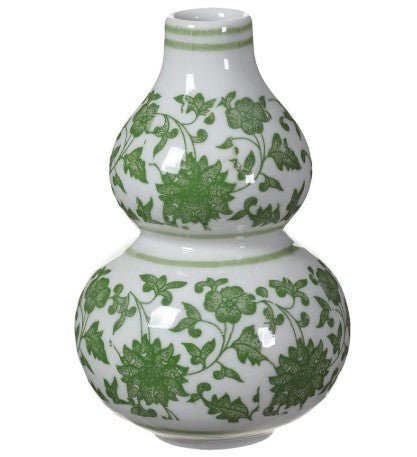 Green and White Chinoiserie Vase