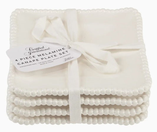 Pearlette Melamine Set of 4 Appetizer Plates