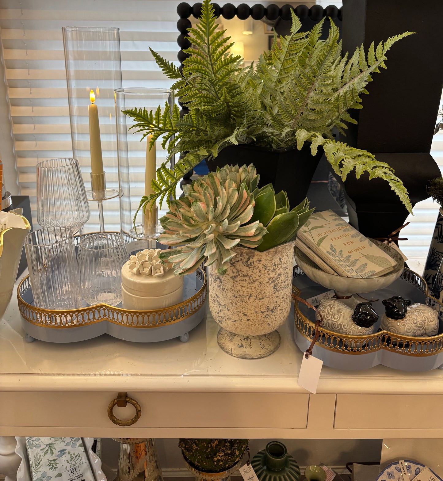 Clover Tray Light Blue and Gold