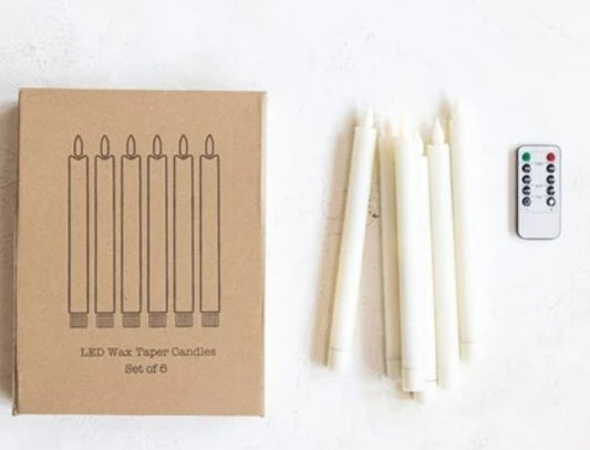 LED Taper Candles-Set of 6 with Remote