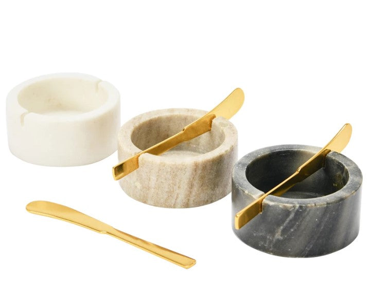 Marble Bowl with Metal Knife