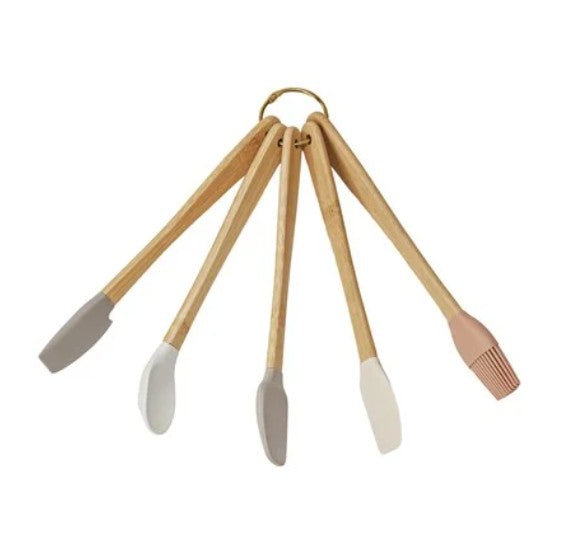 Mini Beachwood and Silicone Utensil