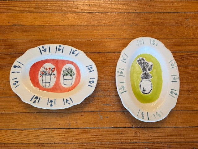 Stoneware Plate with Flowers