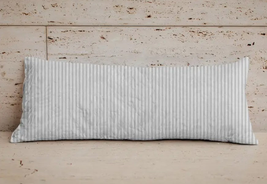 Grey Ticking 14" x 33" Oblong Pillow