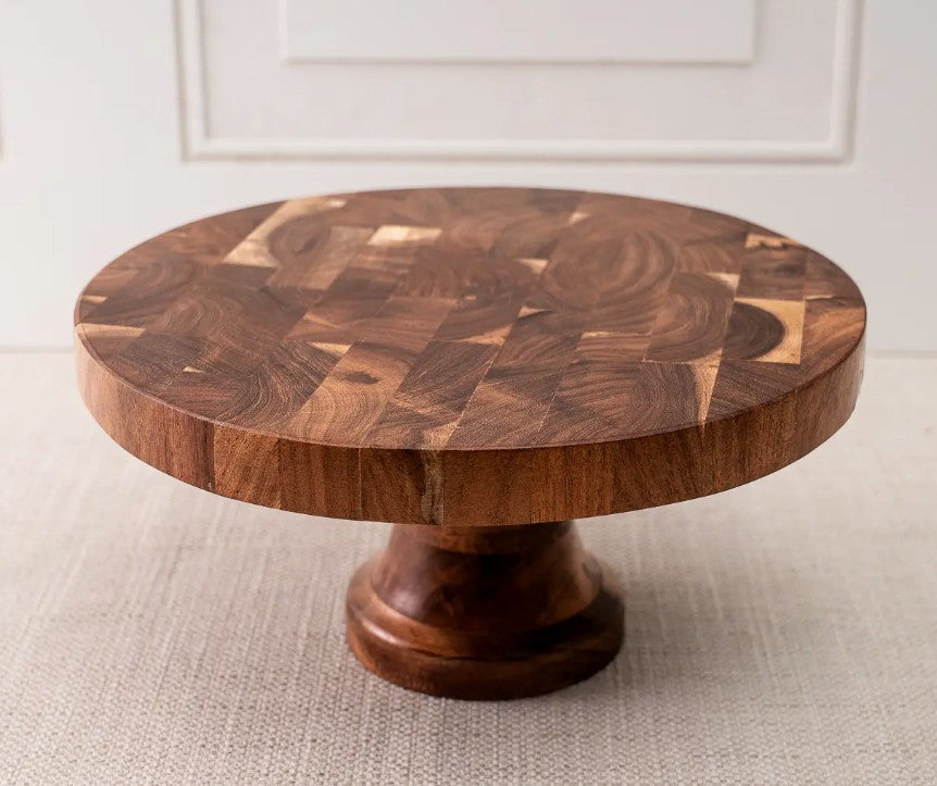 Wood Pedestal Cake Stand