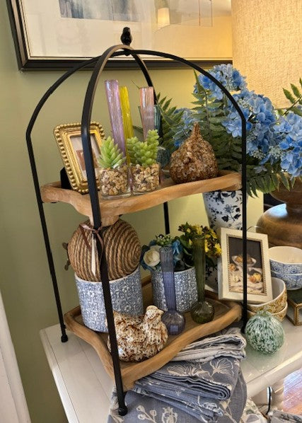 Iron and Wood 2 Tier Stand