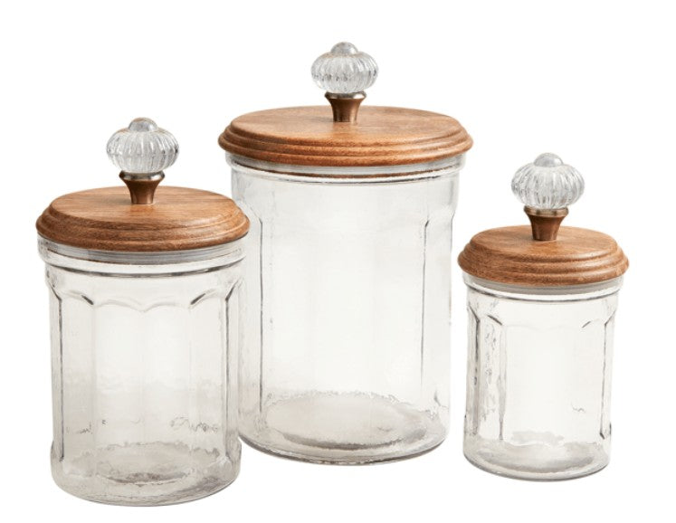 Set of 3 Glass Knob Canisters