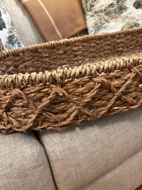 Oval Rattan Tray Basket with Handles