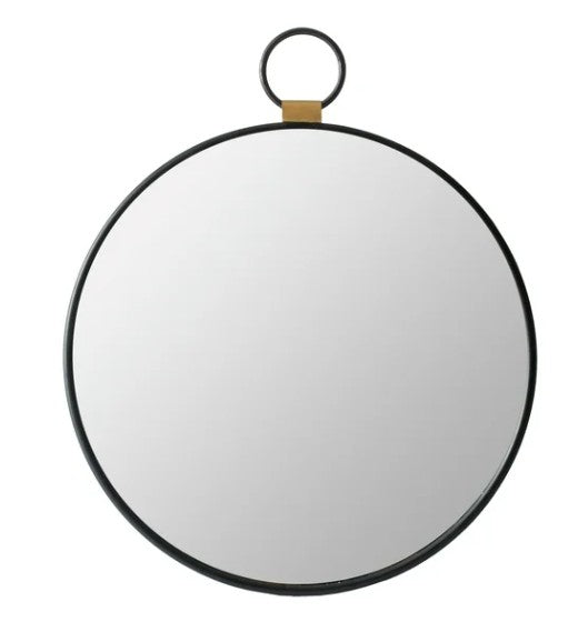 Round Black mirror with Loop Handle