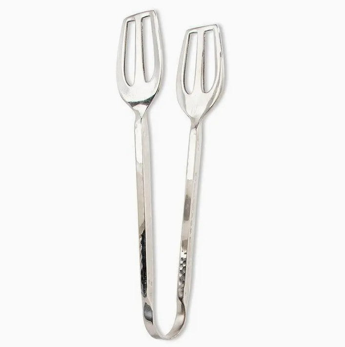7" Hammered Serving Tongs