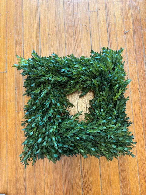 15" Square Boxwood Wreath