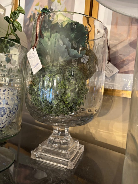 Seeded Glass Footed Hurricane