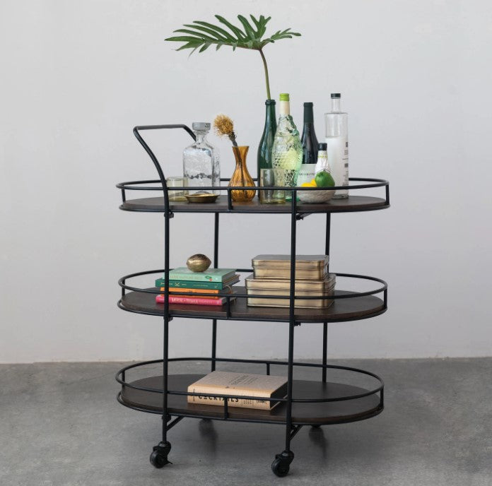 Black 3 Tier Bar Cart