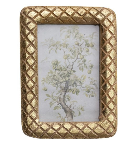 Gold Frame with Carved Diamond Pattern