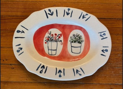 Stoneware Plate with Flowers