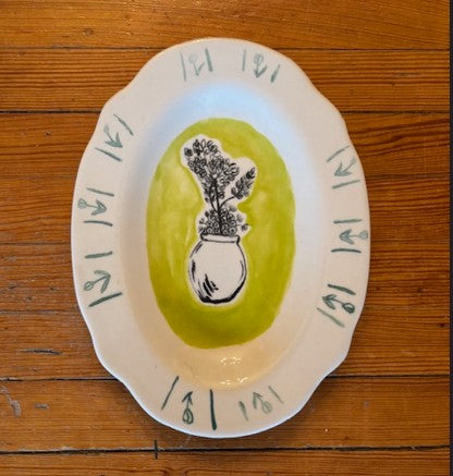 Stoneware Plate with Flowers