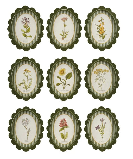 Oval Framed Scalloped Botanical