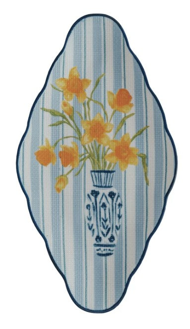 Stoneware Plate with Flowers in Vase