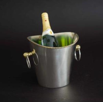 Brass Trimmed Aluminum Ice Bucket