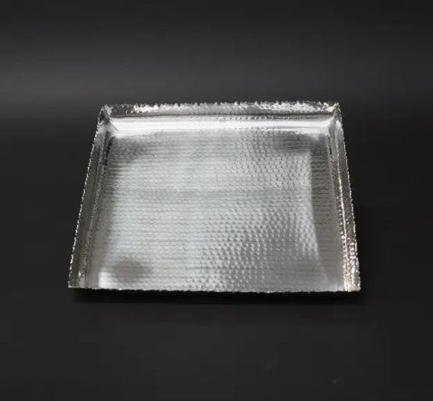 Aluminum Scalloped Edge Hammered Square Tray