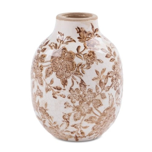 Cream and Brown Vase Tall