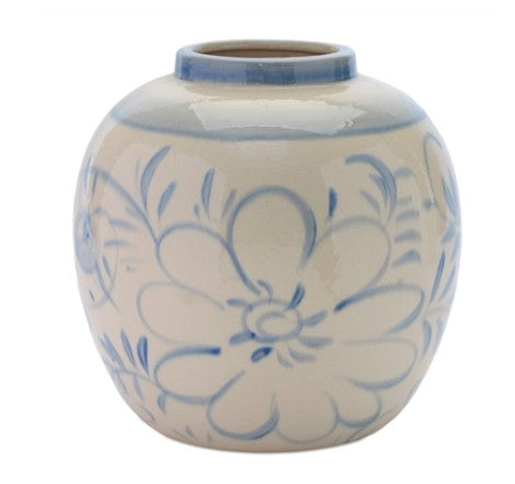 Blue and Cream Ceramic Vase