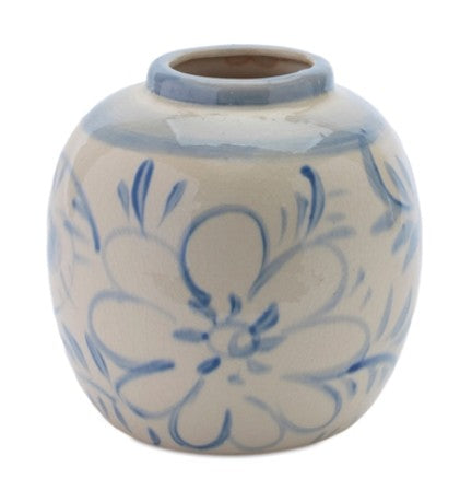 Blue and Cream Ceramic Vase