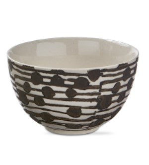 Ceramic Snack Bowl-Black and White Dots and Stripes