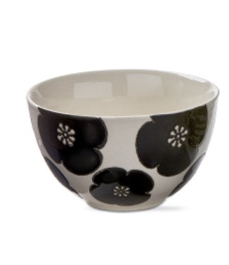 Ceramic Snack Bowl-Black & White Flower