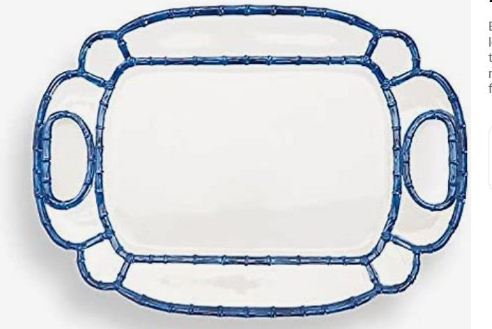 Blue and White Bamboo Detail Melamine Platter